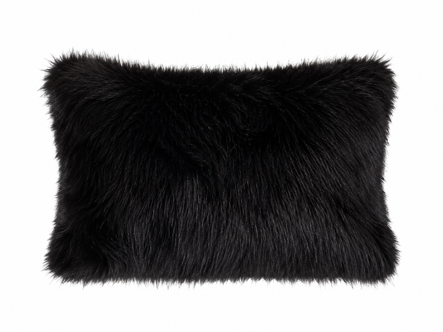 Sierkussen Faux Fur Black 40x60 cm – Luxe Zwart Sierkussen – Hotel Chique Woonaccessoire