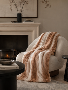 Luxe Plaid Peach Stripe 140x170 cm – Zachte Woondeken – Hotel Chique