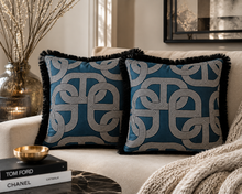 Sierkussen Chain Blue 45 × 45 cm – Hotel Chique Woonaccessoire