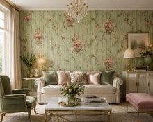 Fifth Avenue Designs Vintage Bloemenbehang met Vogels – Groen/Roze – Vliesbehang – 52 x 1000 cm – 5,2 m²