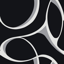 York Elliptical Behang – Zwart/Wit – Modern Geometrisch Vliesbehang met Metallic Accenten