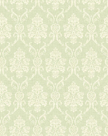 Wallquest Istres Behang – Luxe Damast – Bay, Sugar, Dewdrop Green, Sand & Smoke