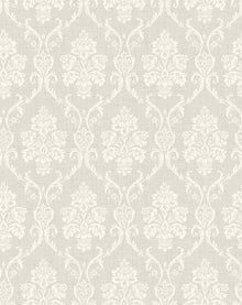 Wallquest Istres Behang – Luxe Damast – Bay, Sugar, Dewdrop Green, Sand & Smoke