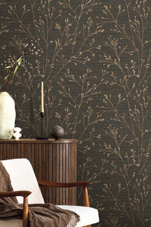 Seabrook Designs Withington Branch – Luxe Botanisch Vinylbehang met Linnenstructuur