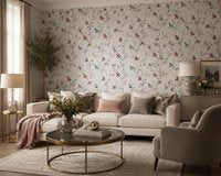 HoldSongbird Behang – Vogels & Bloemen – Wit Multi – Vliesbehang – 53 cm x 10,05 m