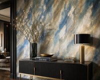 York Wallcoverings District Behang Blauw Goud Abstract - Vliesbehang - 52 cm x 10,05 m
