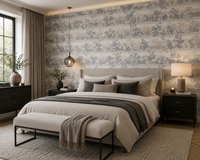 Vilia Horisontti Behang Grijs/Wit – Modern Botanisch Behang – Vliesbehang – 53 cm x 11,2 m