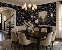 York Wallcoverings Fifth Avenue Designs FB1403 Behang – Donkerblauw met Witte Bloesem & Bruine Takken – Vliesbehang – 52 cm x 10,05 m