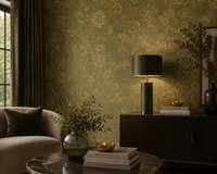 Easy-Walls Groen Goud Bloemen Behang - Klassiek Botanisch Design - 52 cm x 10 m