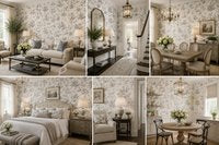 York Wallcoverings Toile de Jouy Behang Wit Grijs – Klassiek Vogel & Landschap Patroon – Vliesbehang – 52 cm x 10 m