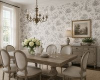 York Wallcoverings Toile de Jouy Behang Wit Grijs – Klassiek Vogel & Landschap Patroon – Vliesbehang – 52 cm x 10 m