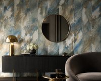 York Wallcoverings District Behang Blauw Goud Abstract - Vliesbehang - 52 cm x 10,05 m