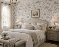 York Wallcoverings Toile de Jouy Behang Wit Grijs – Klassiek Vogel & Landschap Patroon – Vliesbehang – 52 cm x 10 m