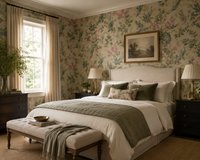 York Wallcoverings RIST171 Botanisch Vogel Behang – Crème, Groen & Roze – Vliesbehang – 68,5 x 820 cm