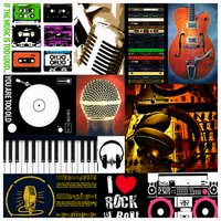 Holden Feature Wallpapers Love Rock & Roll Behang – Muziek Collage – Multicolor – 53 cm x 10,05 m – Vliesbehang