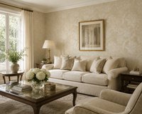 Ronald Redding Designs Behang – Klassiek Damast Beige Crème – Vliesbehang – 68,6 x 822 cm – 5,63 m²