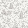 York Wallcoverings Toile de Jouy Behang Wit Grijs – Klassiek Vogel & Landschap Patroon – Vliesbehang – 52 cm x 10 m
