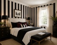 St. James Zwart Wit Gestreept Behang - Klassieke Verticale Strepen - Voorgelijmd Vinylbehang - 52 cm x 10 m