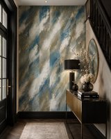 York Wallcoverings District Behang Blauw Goud Abstract - Vliesbehang - 52 cm x 10,05 m