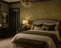 Easy-Walls Groen Goud Bloemen Behang - Klassiek Botanisch Design - 52 cm x 10 m