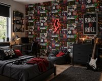 Holden Feature Wallpapers Love Rock & Roll Behang – Muziek Collage – Multicolor – 53 cm x 10,05 m – Vliesbehang