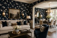 York Wallcoverings Fifth Avenue Designs FB1403 Behang – Donkerblauw met Witte Bloesem & Bruine Takken – Vliesbehang – 52 cm x 10,05 m