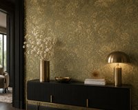 Easy-Walls Groen Goud Bloemen Behang - Klassiek Botanisch Design - 52 cm x 10 m