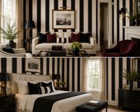 St. James Zwart Wit Gestreept Behang - Klassieke Verticale Strepen - Voorgelijmd Vinylbehang - 52 cm x 10 m