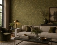 Easy-Walls Groen Goud Bloemen Behang - Klassiek Botanisch Design - 52 cm x 10 m
